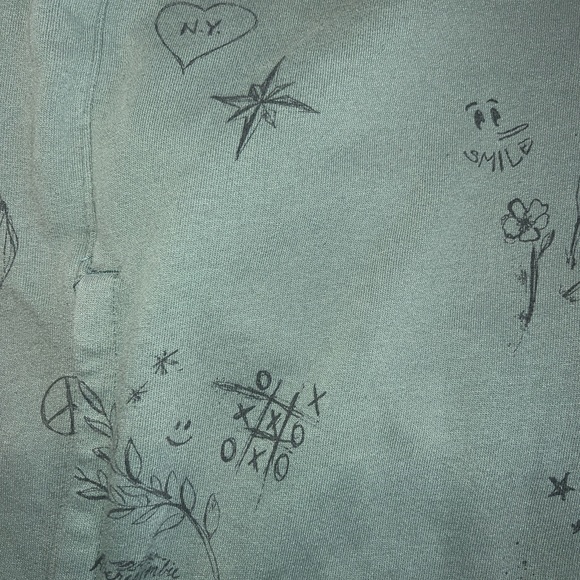 Abercrombie & Fitch Soft Fleece Hoodie Size Large Green Graffiti - Picture 5 of 5